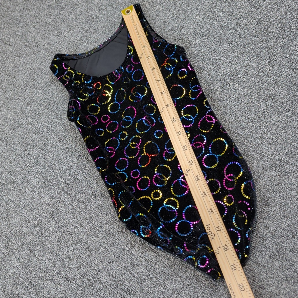 Motionwear Y2K Gymnastics Leotard 6X-7 Black Rainbow Glitter Sparkle Dance Tank - Picture 6 of 8